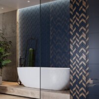 bathroom with glass door