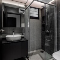 shower in bathroom corner